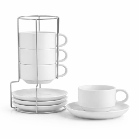 SET DE 4 TAZAS CON ORGANIZADOR VERTICAL