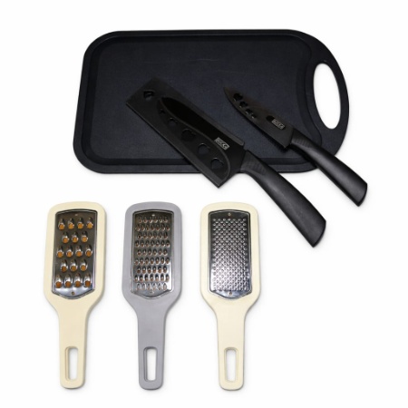 SET DE COCINA MULTIFUNCIONAL DE TABLA + CUCHILLO + RALLADORES